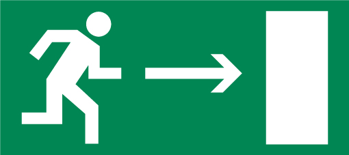 Е 03 (Направление к эвакуационному выходу направо)