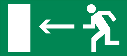 Е 04 (Направление к эвакуационному выходу налево)