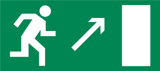 Е 05 (Направление к эвакуационному выходу направо вверх)