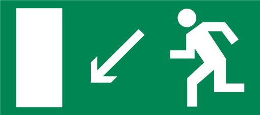 Е 08 (Направление к эвакуационному выходу налево вниз)