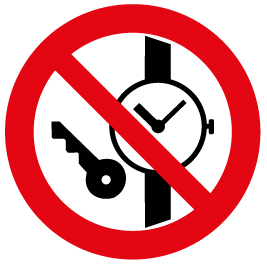 P 27 (Запрещается иметь при (на) себе металлические предметы (часы и т.п.))