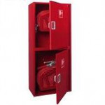 Шкаф для пожарного крана с двумя корзинами для рукавов ШПК-03(21) двустворчатый со стеклом с двумя кассетами под рукав (габариты 540х1300х230)